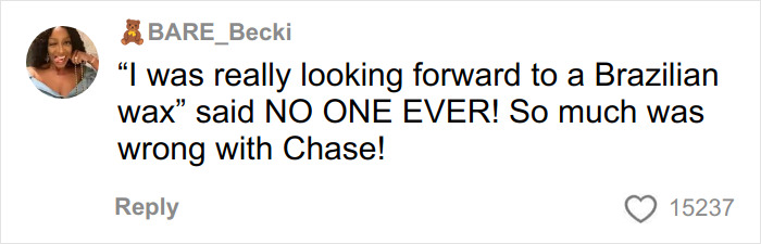 User tweet about a man lying on his booking, highlighting an aesthetician's disgust during the viral interaction.