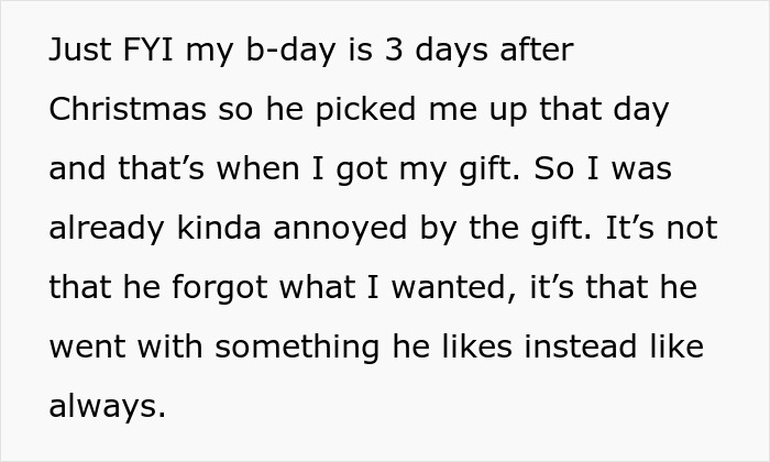 Teen tells dad would&rsquo;ve remembered if you cared after cake fail expressing birthday gift disappointment and mixed feelings.