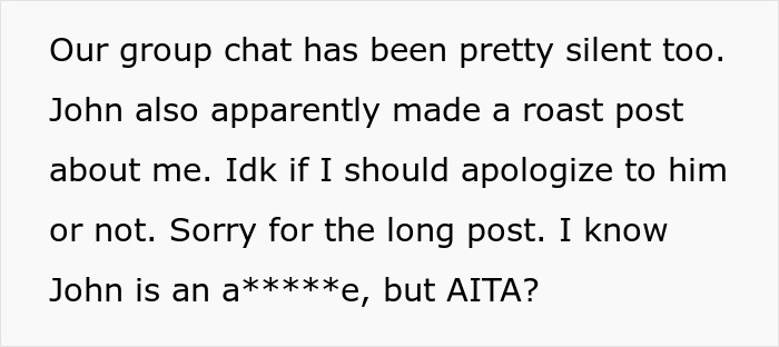 Text discussing a silent group chat and a toxic friend making a roast, reflecting an annoying toxic friend photographer scenario.