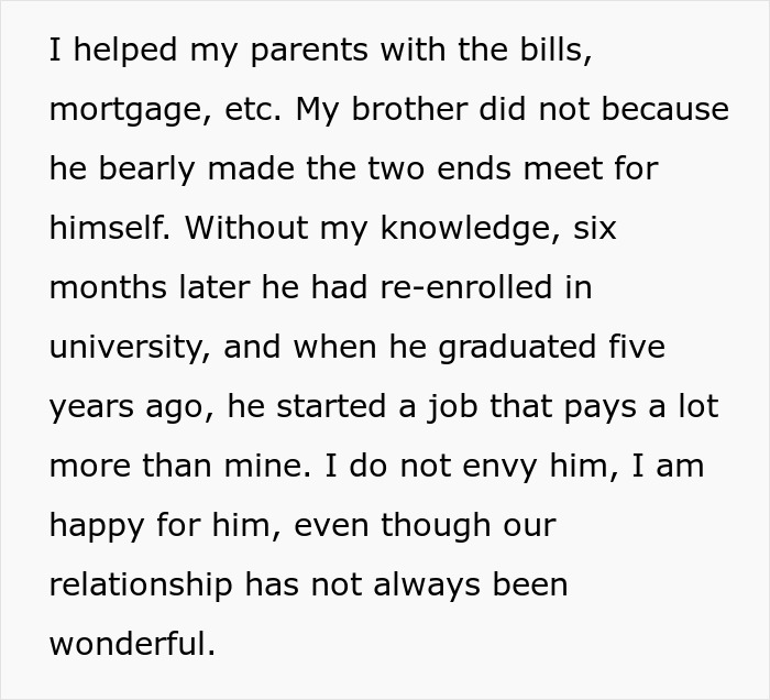 Text about parents&rsquo; blatant favoritism causing conflict after son refuses to help, highlighting family and financial struggles.