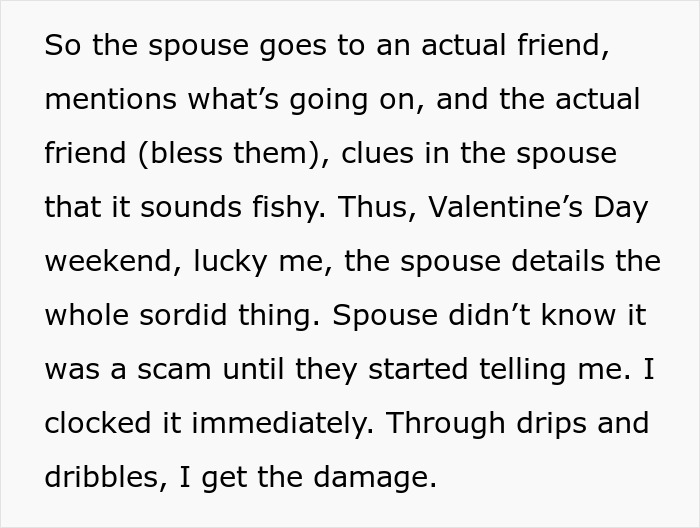 Spouse realizes educated person fell for scam investment causing zero savings and immense debt after sharing details. Spouse realizes educated person fell for scam investment causing zero savings and immense debt after sharing details.
