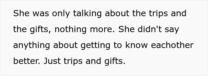 Text excerpt about a guy refusing to be a step-father because the children want cool gifts too.