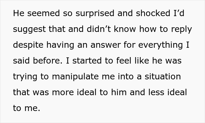 Text excerpt showing a woman feeling manipulated after being called a gold digger for wanting fair chores in her relationship.