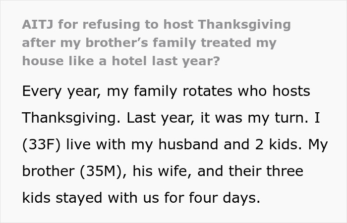 Woman spends $500 for Thanksgiving, upset family treated her house like an Airbnb during holiday hosting.