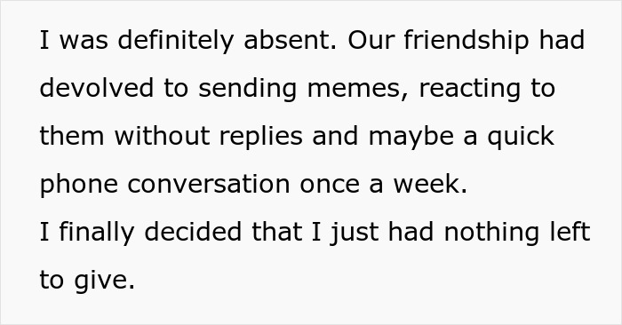 Woman ends 10 year friendship after being the bestie bank for her friend with 5 kids and 4 dads, feeling drained.