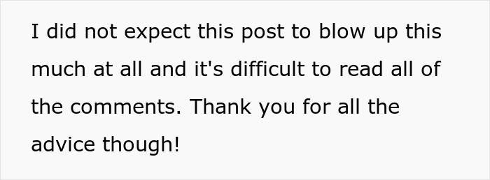 Text post with a comment about unexpected attention and gratitude for advice, related to naming baby after childhood dog Lassie.