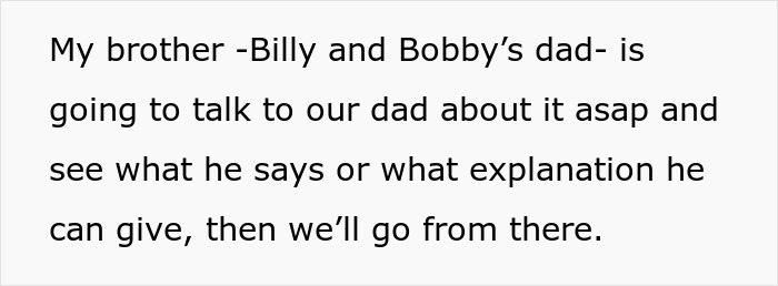 Text message about brother talking to dad regarding daughter&rsquo;s home causing dad to feel upset and worried.