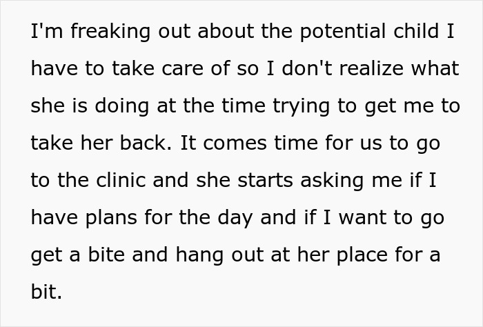 Text on screen showing a man worries about a child lie while the cheater tries to trap her ex.