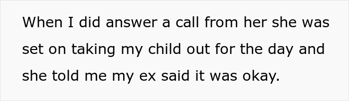 Text on a white background describing a woman tired of being treated as stranger danger to her future stepkid.