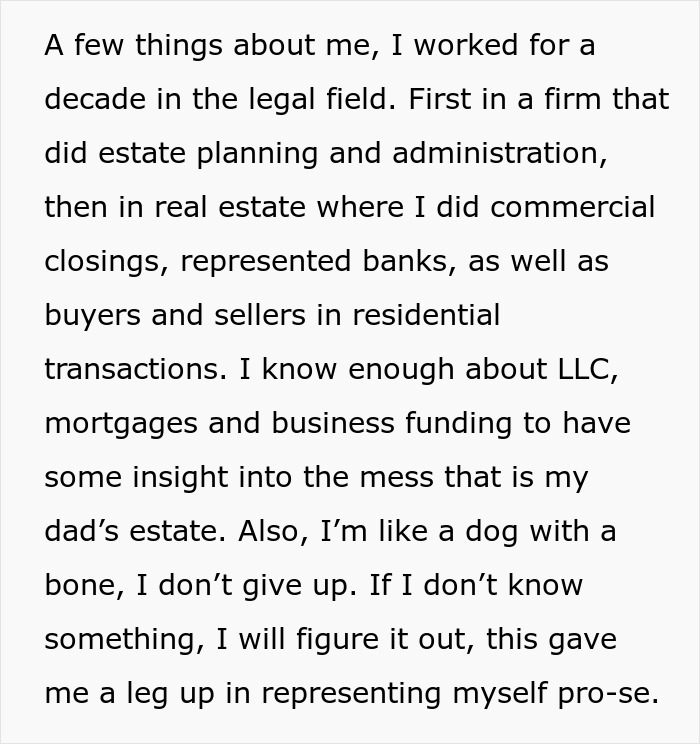 Grieving daughter determined to drive step-monster to financial ruin using legal and real estate knowledge.