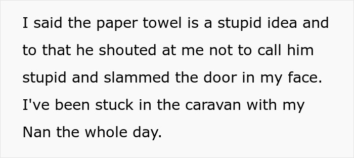 Text excerpt discussing a clueless dad suggesting paper towel use to swim on period, and his daughter calling out the idea.