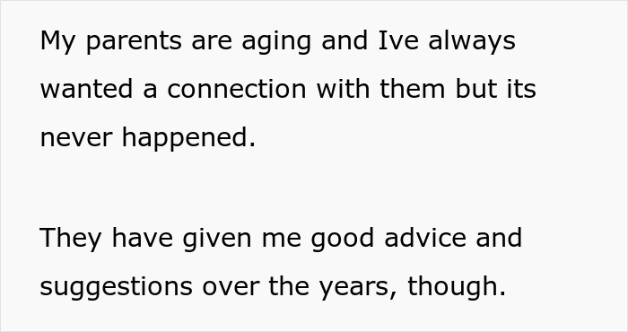 Text message expressing a teen's wish for connection with aging parents despite past distance and some helpful advice. Text message expressing a teen's wish for connection with aging parents despite past distance and some helpful advice.