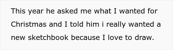 Text about a teen explaining what they wanted for Christmas, highlighting a cake fail and teen telling dad would&rsquo;ve remembered if cared.