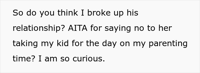 Text discussing a woman tired of being treated as stranger danger to her future stepkid, leading to broken engagement.