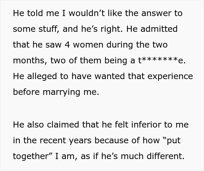 Text excerpt discussing a man&rsquo;s behavior two months after a breakup, revealing his true colors when refused.