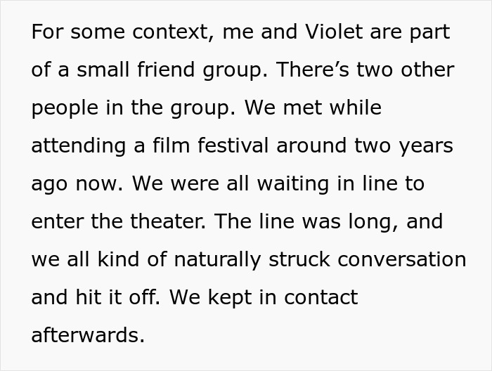 Text excerpt discussing a boyfriend reconsidering relationship after girlfriend objects to trip with female friend.