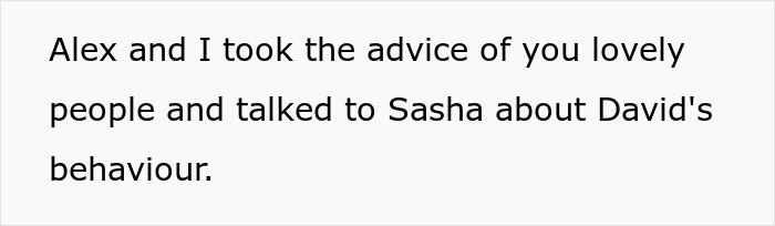 Blank white background with black text discussing taking advice about behavior from friends.