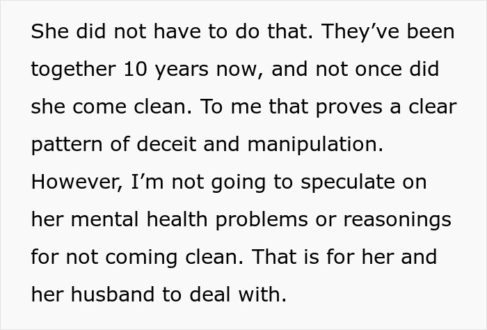 Text excerpt highlighting deceit and manipulation, illustrating sister revealed dead brother lie in a personal relationship context.