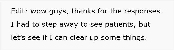 Text excerpt with a doctor refusing to rehire sister after financial loss, showing parents reacting strongly.