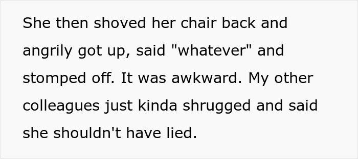 Text excerpt from a story about a woman embarrassing a new colleague by speaking a language she falsely claimed to know well.