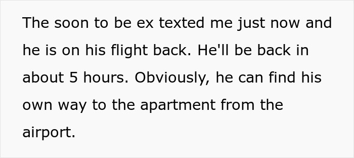 Text message describing a man announcing to everyone except his girlfriend of seven years that they broke up.