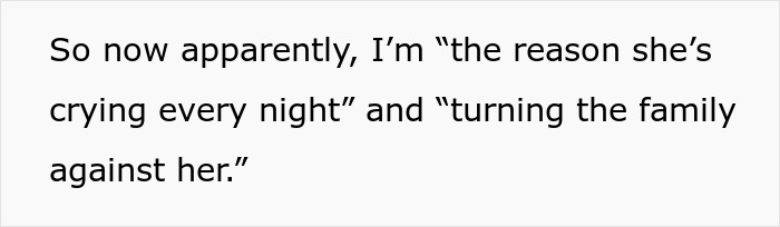 Text post with quotes about a selfish SIL trying to ruin a couple&rsquo;s honeymoon and causing family tension.