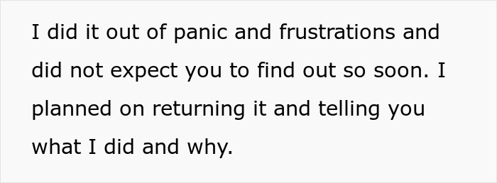 Text showing a woman explaining her panic and frustration after her husband &lsquo;steals&rsquo; her $15k savings for a tummy tuck.