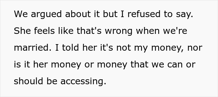Text from a message discussing a wife&rsquo;s tantrum over husband not revealing how much stepson inherited from late mother.