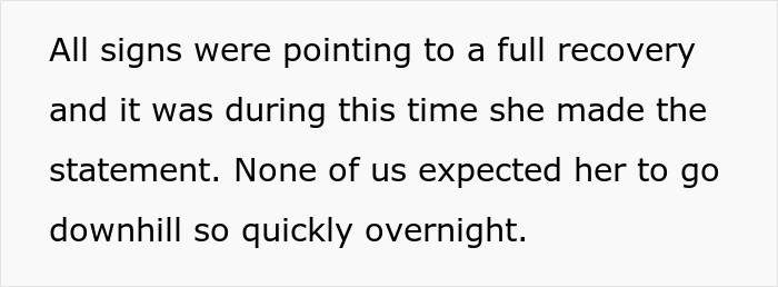 Text explaining signs of a dying wife telling husband not to date, leading to daughter calling him a cheater.