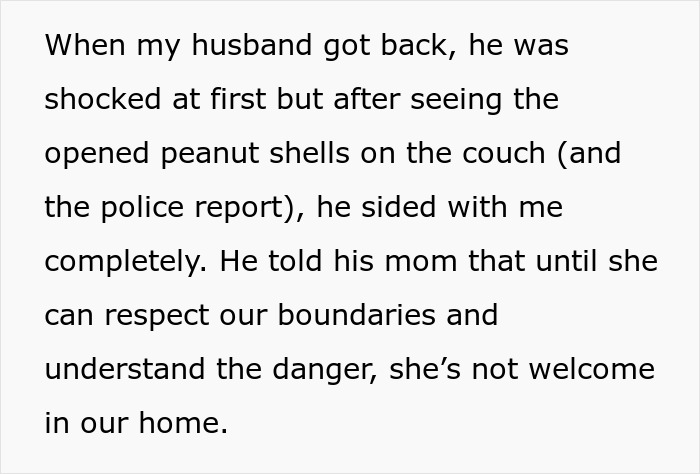 Wife shares how monster-in-law endangered her life, leading to police escort and banning from their home.