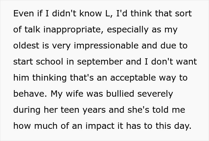 Text excerpt discussing how a husband calls his wife a bully triggering painful memories of bullying in her teen years.