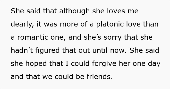 Text excerpt showing a man learns fianc&eacute;e is in love with her friend and discusses platonic versus romantic love.