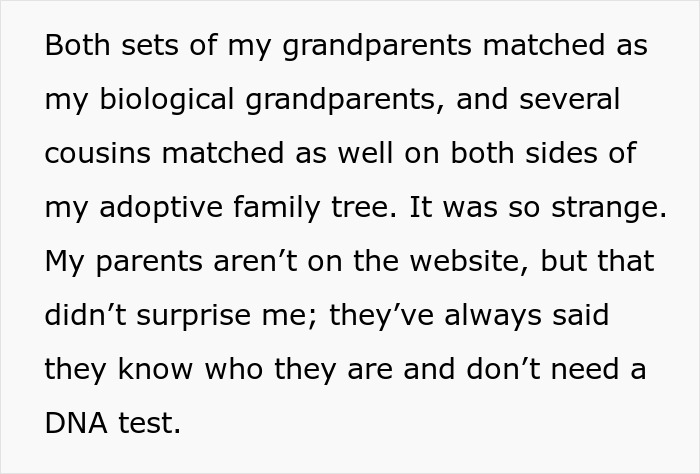 Text discussing biological grandparents matching DNA results and challenges to confront parents DNA test decisions. Text discussing biological grandparents matching DNA results and challenges to confront parents DNA test decisions.