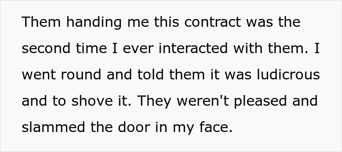 Text excerpt showing a man turning on Karen mode with neighbors who act like the whole block belongs to them.