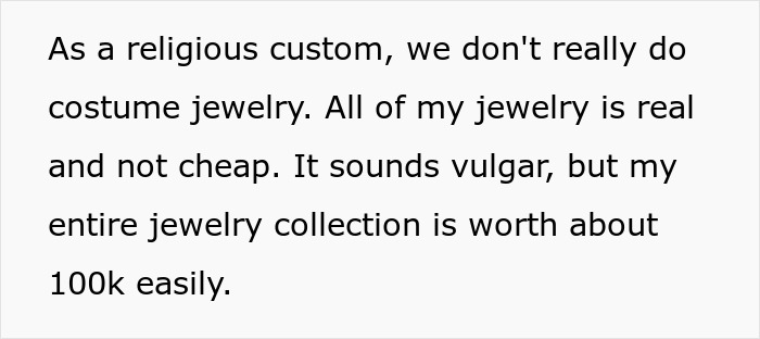Text excerpt discussing real heirloom jewelry worth about 100k in a family dispute involving a stepmom and grandparents. Text excerpt discussing real heirloom jewelry worth about 100k in a family dispute involving a stepmom and grandparents.