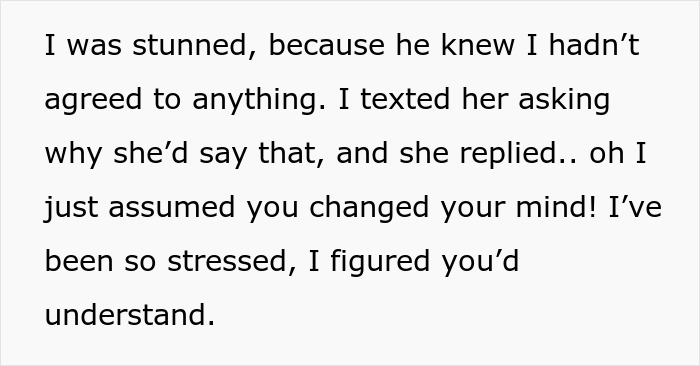 Text message conversation showing a woman explaining why she refused to film coworker&rsquo;s wedding for free.