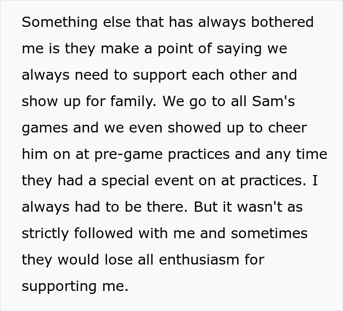 Text describing toxic parents favoring the golden child son while the younger son refuses to help with family issues.