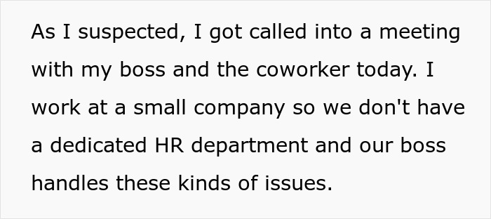 Text excerpt discussing a meeting about coworker sensitive smells and how it affects hand washing habits at work. Text excerpt discussing a meeting about coworker sensitive smells and how it affects hand washing habits at work.