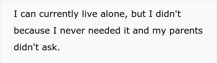 Text excerpt about living alone and parents, relating to parents kicking out daughter and remodeled room conflict.