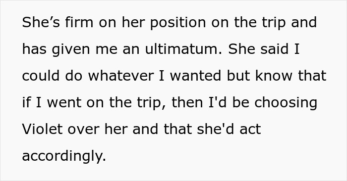 Text showing a boyfriend reconsidering relationship after girlfriend opposes trip with female friend, reflecting conflict and ultimatum.