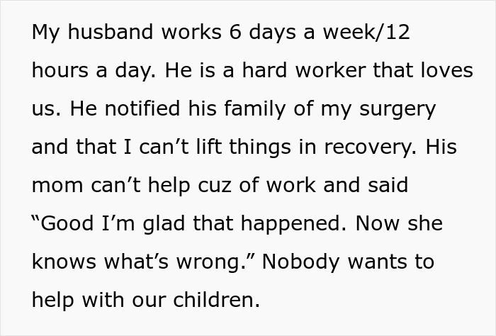 Woman with two kids breaks down after surgery due to lack of support from family and overwhelming responsibilities.
