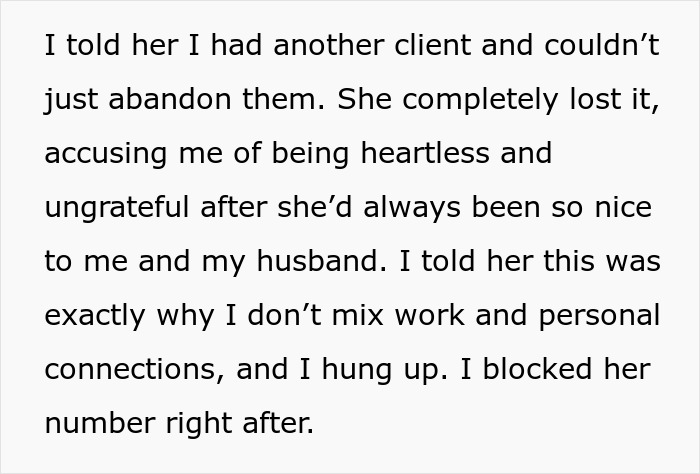 Text excerpt discussing a woman refusing to film coworker&rsquo;s wedding for free and facing backlash over it.