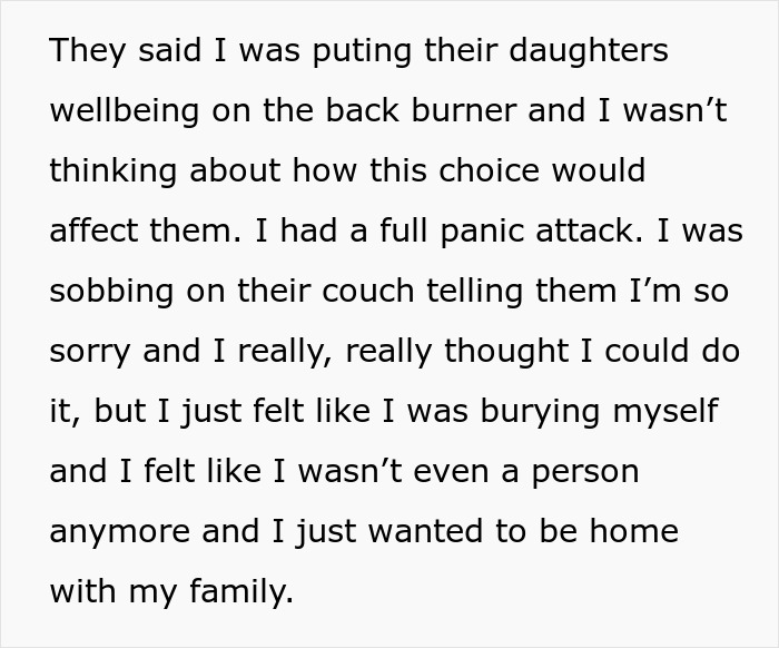 Text excerpt describing a daughter-in-law feeling overwhelmed after parents&rsquo; guilt-tripping over babysitting refusal.