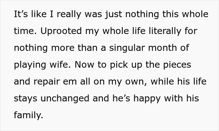 Text excerpt showing a woman expressing feelings of betrayal after suspecting her fianc&eacute; is hiding a secret kid.