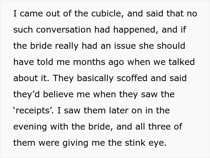 Chat screenshots show woman clapping back after getting shamed for her wedding guest attire and confronting the bride. Chat screenshots show woman clapping back after getting shamed for her wedding guest attire and confronting the bride.