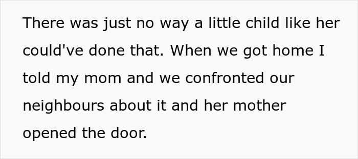 Text excerpt discussing neighbors confronting a mother after a 5-year-old child was abandoned in another city as a lesson.