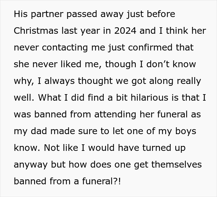 Text about man siding with daughter&rsquo;s cheating ex during divorce, discussing family conflict and strained relationships.