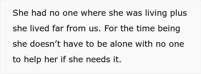 Text passage discussing a family dispute involving a brother-in-law and care for a grandmother.
