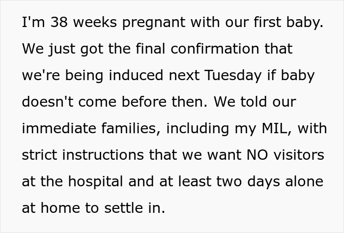 Pregnant woman at 38 weeks expecting first baby, discussing pregnancy, hospital visitor rules, and MIL boundaries after birth.