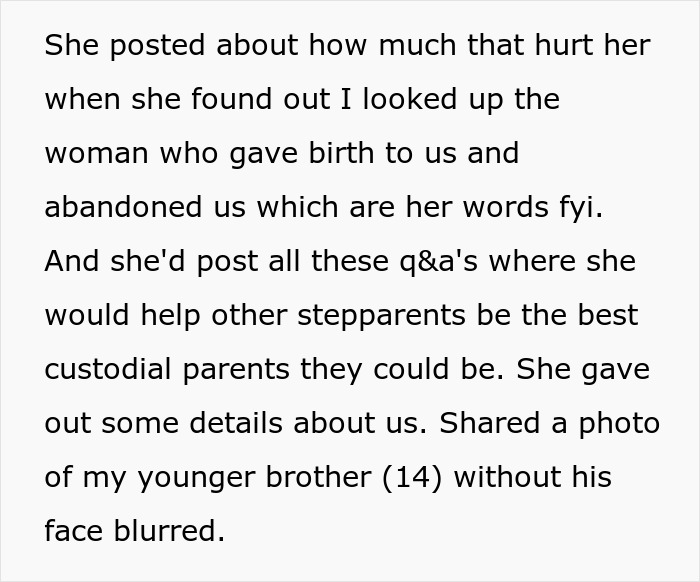 Teen expressing frustration over stepmom&rsquo;s hypocrisy after being publicly called out for lies online.